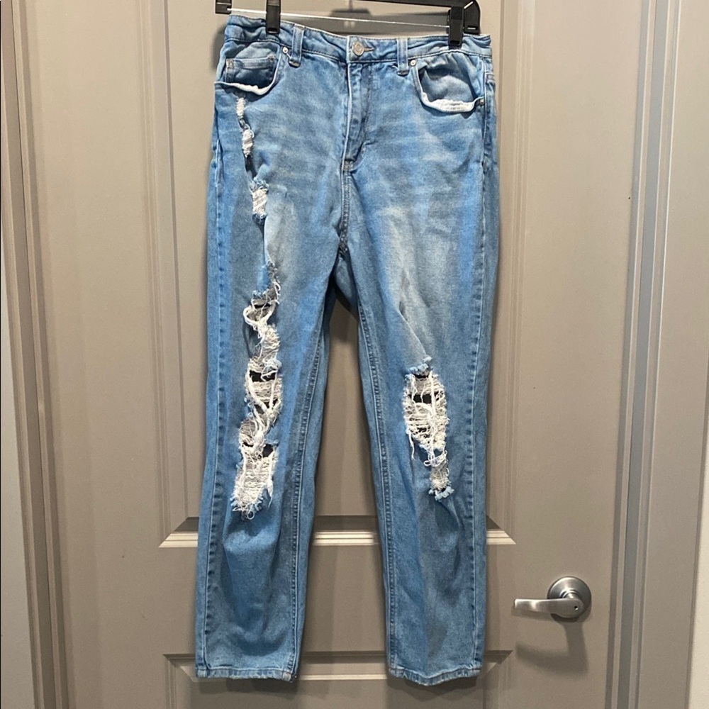 Indigo Rein Light Wash Ripped Jeans Distressed Ankle Denim Grunge Y2K 11